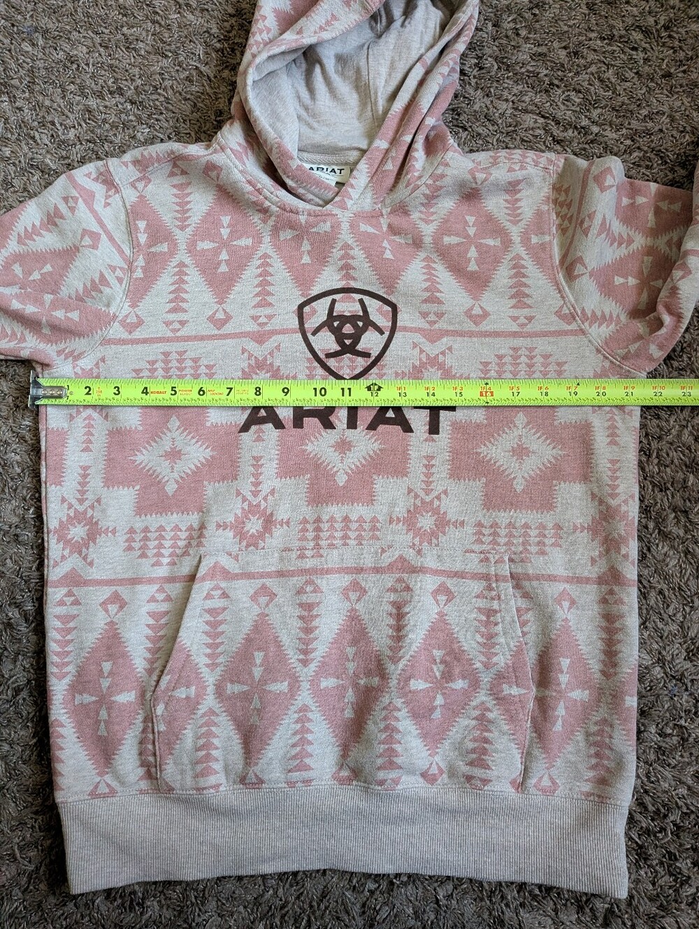 Ariat Real Southwest Aztec Cotton Blend Logo Pullover Hoodie Women's M - Picture 4 of 8